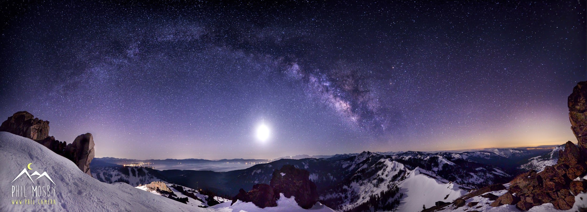 Milky Way over Lake Tahoe, with the